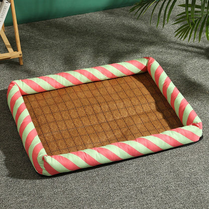 ที่นอนสัตว์เลี้ยง เสื่อหวายระบายอากาศ ที่นอนแมวเย็น S/M/L