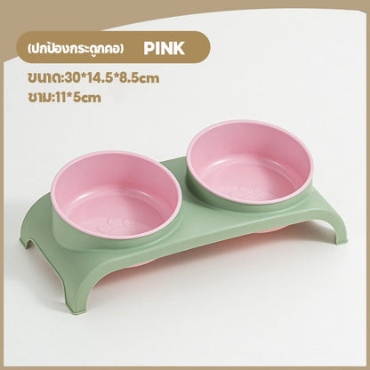 Cat bowls, cat food bowls, stainless steel bowls, double tilted bowls, pet food bowls, reduce neck strain, non-slip, easy to remove and wash