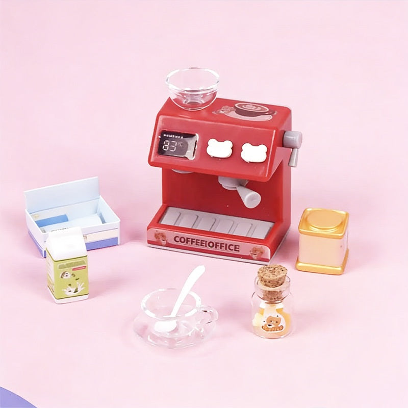 Miniature pretend kitchen set, pretend play toys, electric rice cooker, oven, coffee machine, kitchen toys.